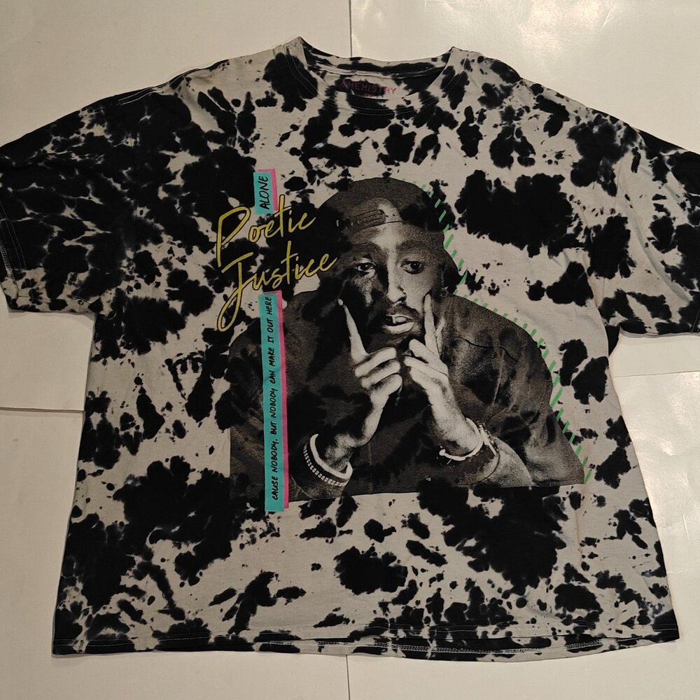 Tupac Graphic Shirt Men's XXL Tie Dye T-Shirt Poetic Justice Chemistry Tee 90s